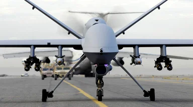 Free Stock Photo: An MQ-9 Reaper drone on a runway