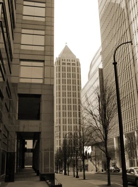 Free Stock Photo: B&W Atlanta downtown buildings