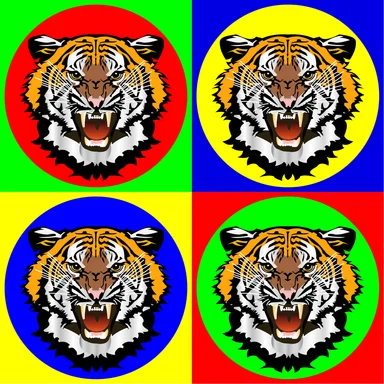 Free Stock Photo: Illustrations of tigers with colorful shapes