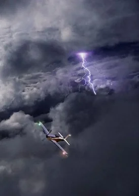 Free Stock Photo: Aircraft flying by lightning