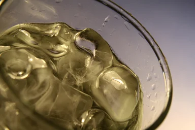 Free Stock Photo: A glass of cold water with ice cubes
