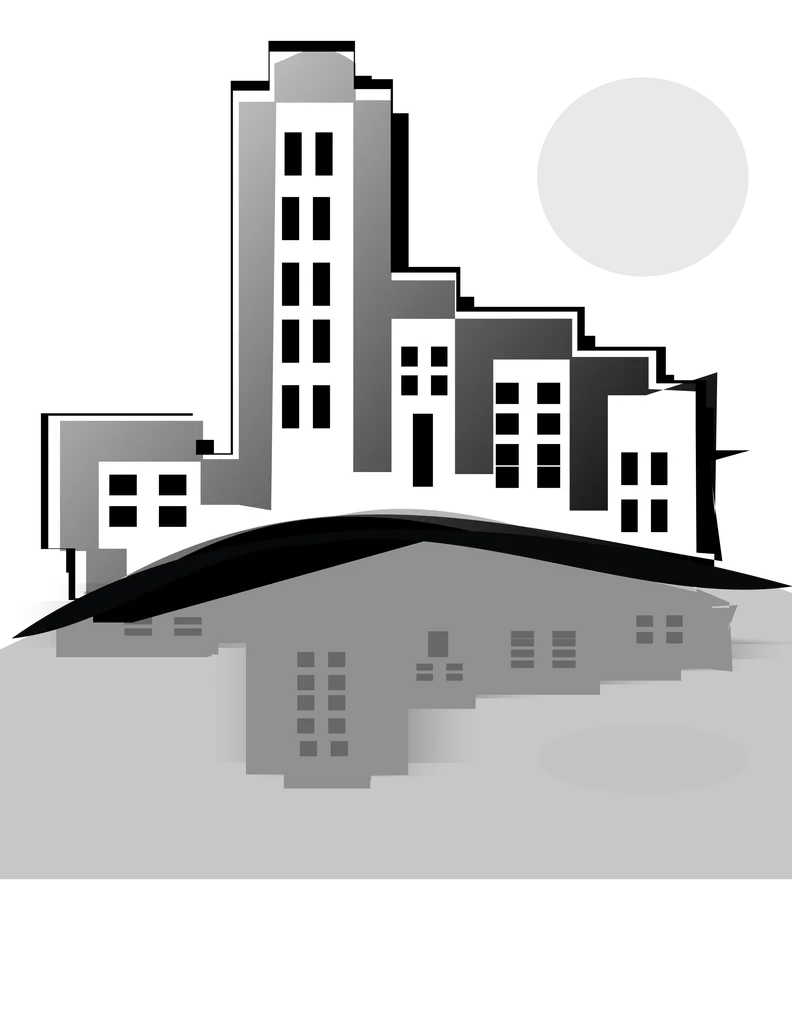 Illustration of office buildings in a city : Free Stock Photo