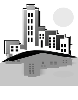 Free Stock Photo: Illustration of office buildings in a city