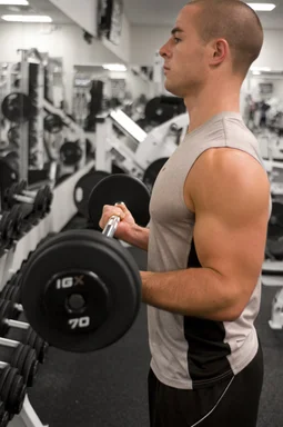 Free Stock Photo: A healthy young man lifting weights in a gym