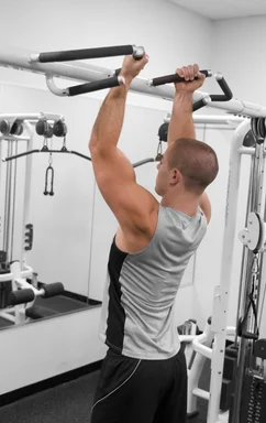 Free Stock Photo: A healthy young man performing pull-ups in a gym