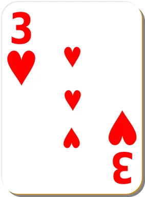 Free Stock Photo: Illustration of a Three of Hearts playing card