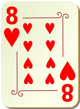 Free Stock Photo: Illustration of an Eight of Hearts playing card