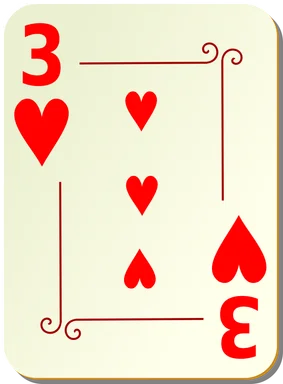 Free Stock Photo: Illustration of a Three of Hearts playing card