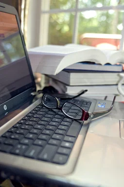 Free Stock Photo: A laptop keyboard with glasses
