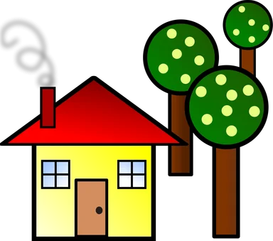 Free Stock Photo: Illustration of a house with trees