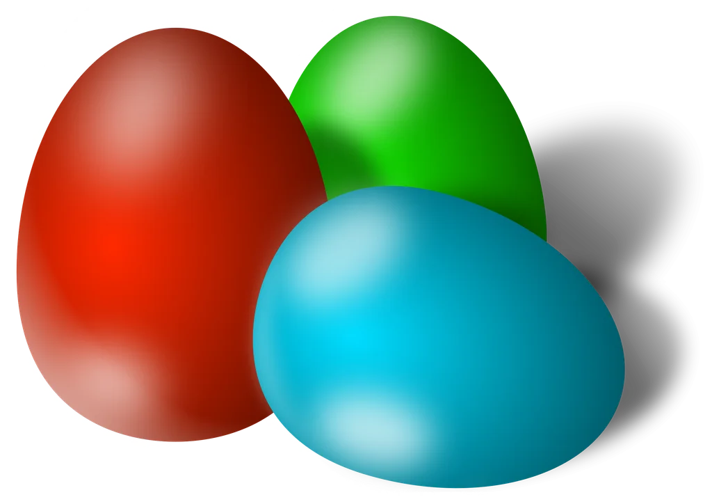 Illustration of three colored Easter eggs : Free Stock Photo