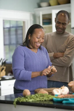 Free Stock Photo: An African-American couple preparing a healthy meal