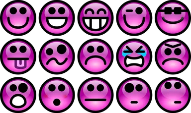 Free Stock Photo: Collection of purple smiley faces