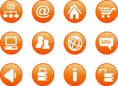 Free Stock Photo: Collection of round orange icon buttons