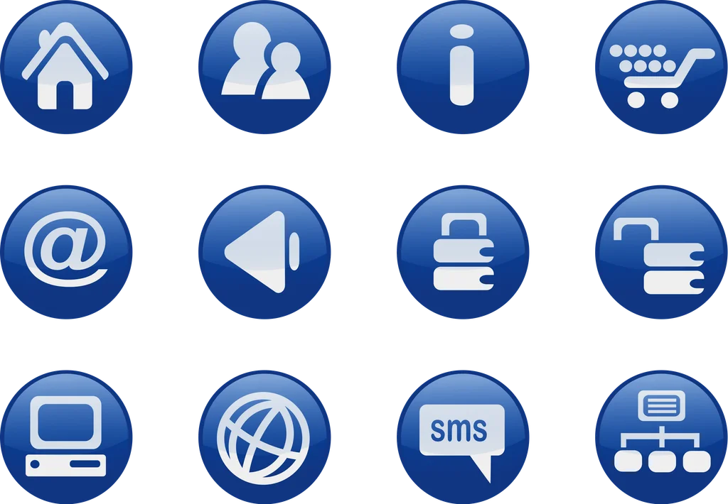 Collection of blue icon buttons : Free Stock Photo
