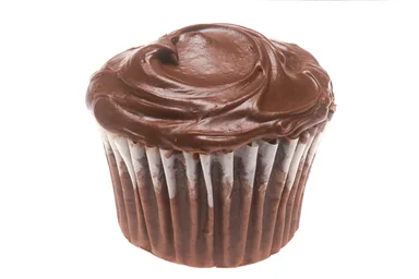 Free Stock Photo: A chocolate cupcake on a white background