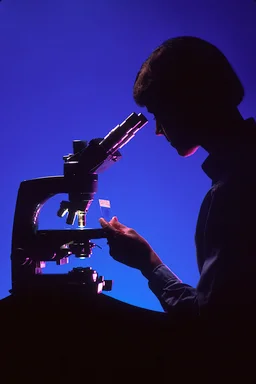 Free Stock Photo: Silhouette of a woman using a microscope