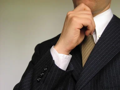 Free Stock Photo: Business man holding hand to chin