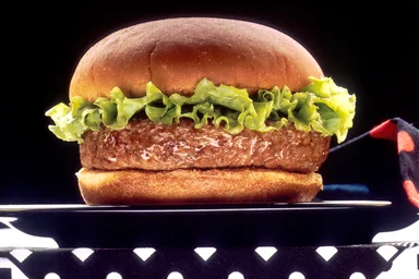 Free Stock Photo: A hamburger on a plate