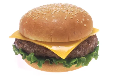 Free Stock Photo: A cheeseburger with a white background