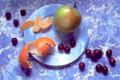 Free Stock Photo: A plate with mixed fruit