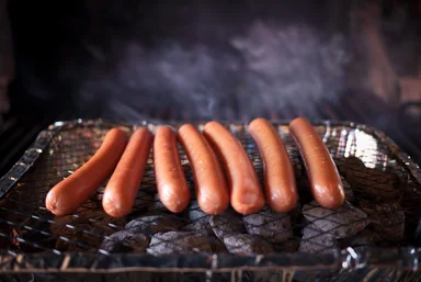 Free Stock Photo: Hotdogs on a grill