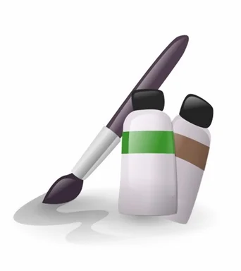 Free Stock Photo: Illustration of a paint brush and paint tubes