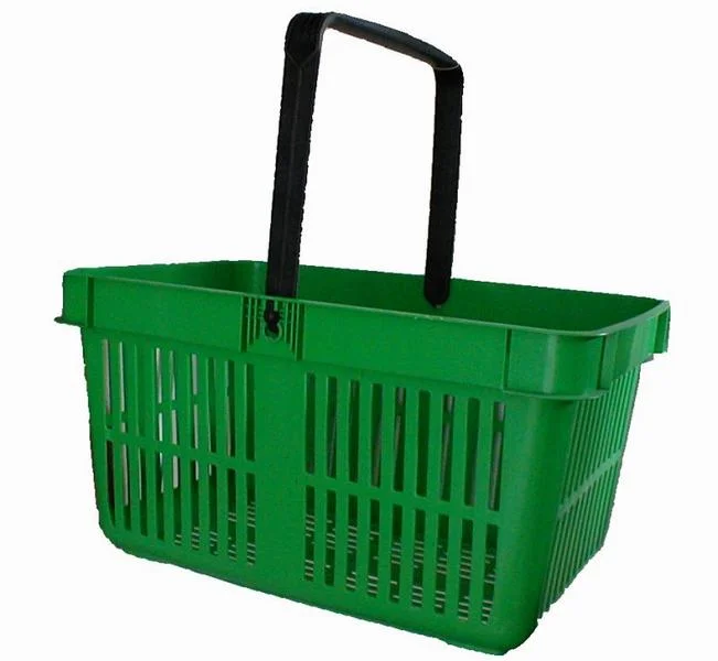 A green plastic shopping basket : Free Stock Photo