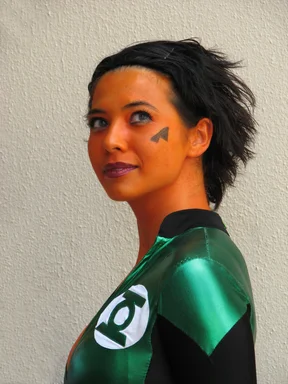 Free Stock Photo: A beautiful girl in orange makeup and green costume at Dragoncon 2008