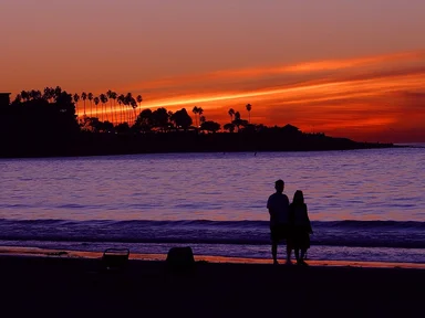 Free Stock Photo: A couple on the beach during sunset