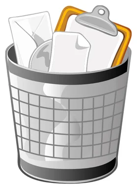 Free Stock Photo: Illustration of a trash bin filled with office supplies