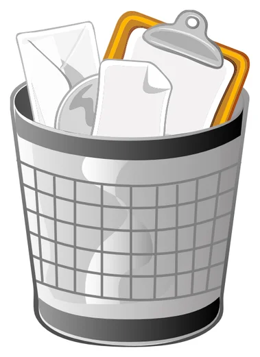 Illustration of a trash bin filled with office supplies : Free Stock Photo