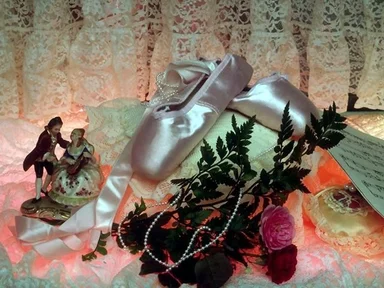 Free Stock Photo: Pair of ballet slippers with a rose and lace