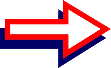 Free Stock Photo: Illustration of a right facing red arrow with a blue shadow