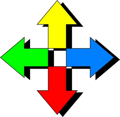 Free Stock Photo: Illustration of a colorful four-way arrow