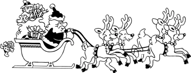 Free Stock Photo: Illustration of Santa and his reindeers