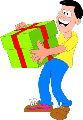 Free Stock Photo: Illustrated man with big green present