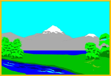 Free Stock Photo: Illustration of a lake and mountain landscape