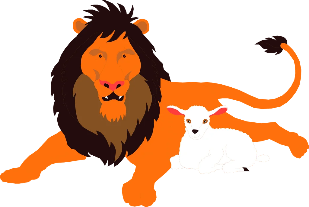 Illustration of a lion and a lamb : Free Stock Photo