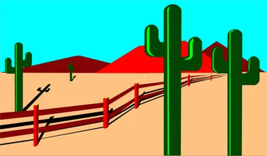 Free Stock Photo: Illustration of a desert landscape with cacti