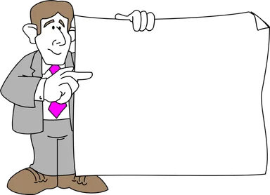 Free Stock Photo: Illustration of a business man holding a blank sign