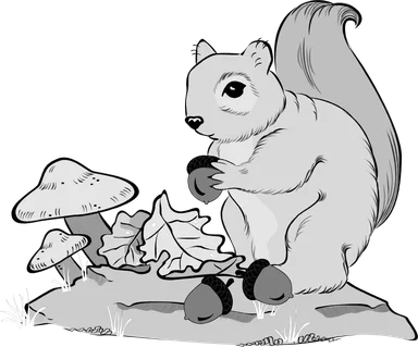 Free Stock Photo: Illustration of a squirrel holding an acorn