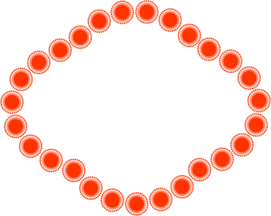 Free Stock Photo: Illustration of a diamond shaped blank frame border of red circles