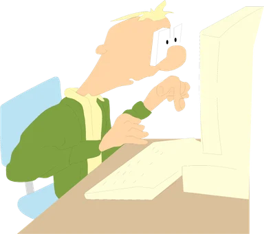 Free Stock Photo: Illustration of a man at a computer