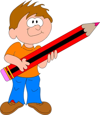 Free Stock Photo: Illustration of a cartoon boy with a giant pencil