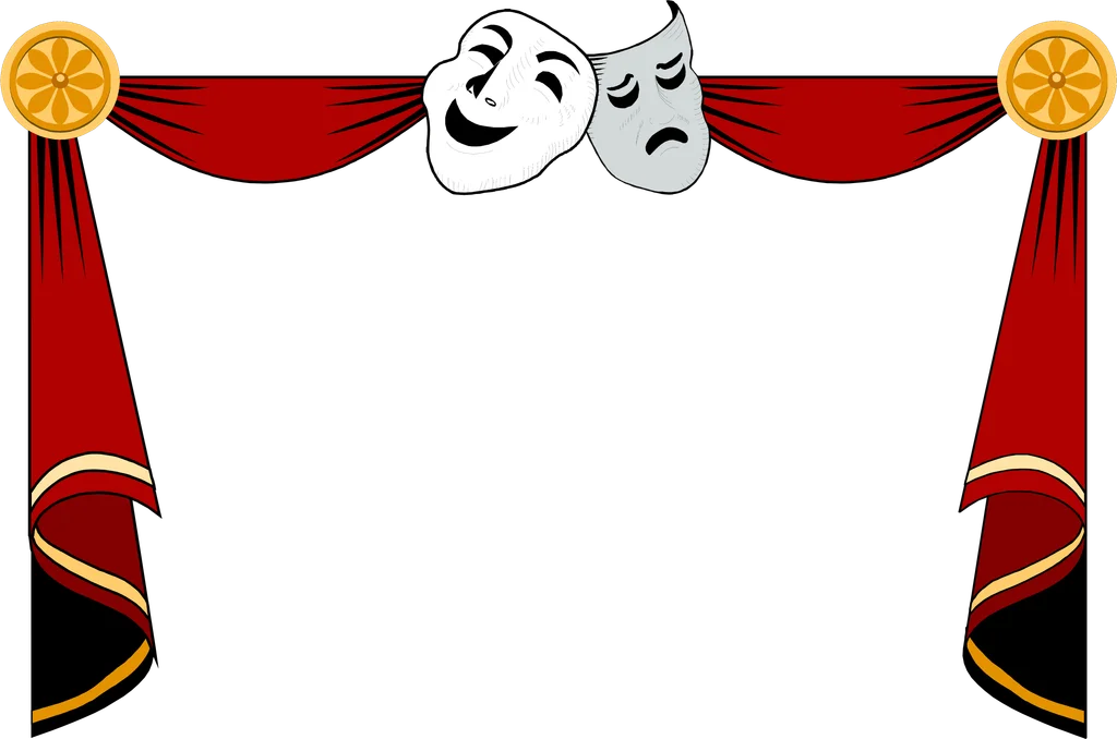 Illustration of a drama masks and curtains frame : Free Stock Photo