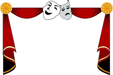 Free Stock Photo: Illustration of a drama masks and curtains frame