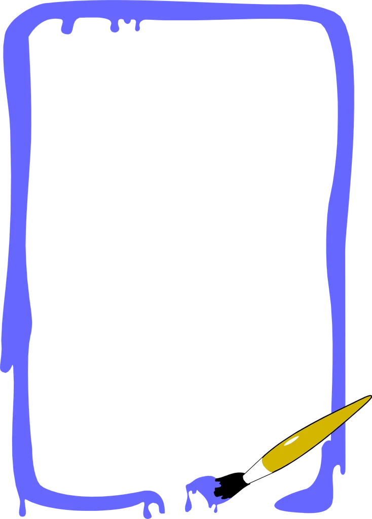 Illustration of a blank painted frame and paint brush : Free Stock Photo