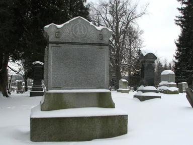 Free Stock Photo: A blank tombstone in a snow covered graveyard