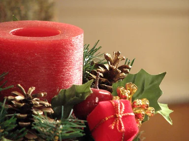 Free Stock Photo: Closeup of a red Christmas candle